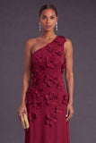 Yellow Floral One Shoulder Sheath Long Formal Dress