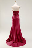 Red Sparkly Sweetheart Mermaid Long Prom Dress with Sequins