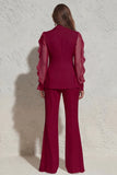 White V Neck Ruched Ruffled 2 Piece Work Suits with Pockets