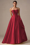 Yellow Ball Gown Strapless Maxi Prom Dress with Ruffle