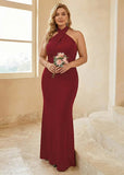 Mermaid Brown Halter Bridesmaid Dress