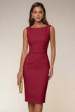 Ivory Bodycon Boat Neck Sleeveless Short Engagement Dress