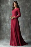 Chiffon A-Line Dusty Blue Applique Long Mother of the Bride Dress