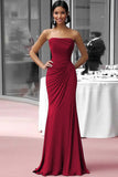 Coffee Strapless Sheath Ruched Floor Length Red Carpet Dress