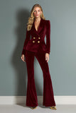 Royal Blue 2 Piece Peak Lapel Velvet Women Prom Formal Suits
