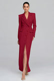 Ivory Single Breasted Sheath Peak Lapel Long Sleeves Blazer Dress