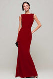 Simple Black Mermaid Boat Neck Maxi Formal Dress