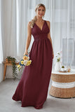 Wisteria A Line Backless Chiffon Long Bridesmaid Dress