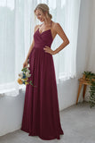 Dark Navy Chiffon Long Bridesmaid Dress