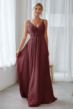 Vintage Mauve Chiffon Adjustable Straps Backless Long Bridesmaid Dress