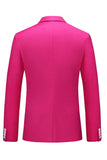Hot Pink Notched Lapel Double Breasted 2 Piece Prom Men Suits