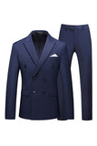 Hot Pink Notched Lapel Double Breasted 2 Piece Prom Men Suits