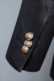 Black Jacquard Peak Lapel Double-Breasted 3 Piece Men's Formal Suit