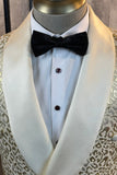 Glitter White Jacquard 2 Piece Men Suits with Belt