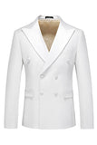 White Double Breasted 3 Piece Lapel Men's Formal Suits