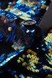 Sparkly Dark Blue Sequins Notched Lapel Men's Blazer