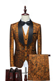 White Shawl Lapel Jacquard 3 Pieces Men's Prom Suits