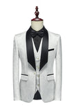 White Shawl Lapel Jacquard 3 Pieces Men's Prom Suits