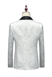 White Shawl Lapel Jacquard 3 Pieces Men's Prom Suits