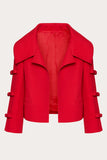 Red Peak Lapel Slim Fitted Women Party Blazer