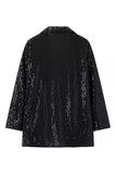 Sparkly Black Shawl Lapel Sequins 2 Piece Women Prom Suits