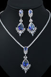 Rhinestone Teardrop Earrings and Necklace Jewelry Set