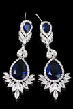 Rhinestone Teardrop Earrings and Necklace Jewelry Set