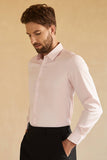 Long Sleeves Light Khaki Solid Suit Shirt