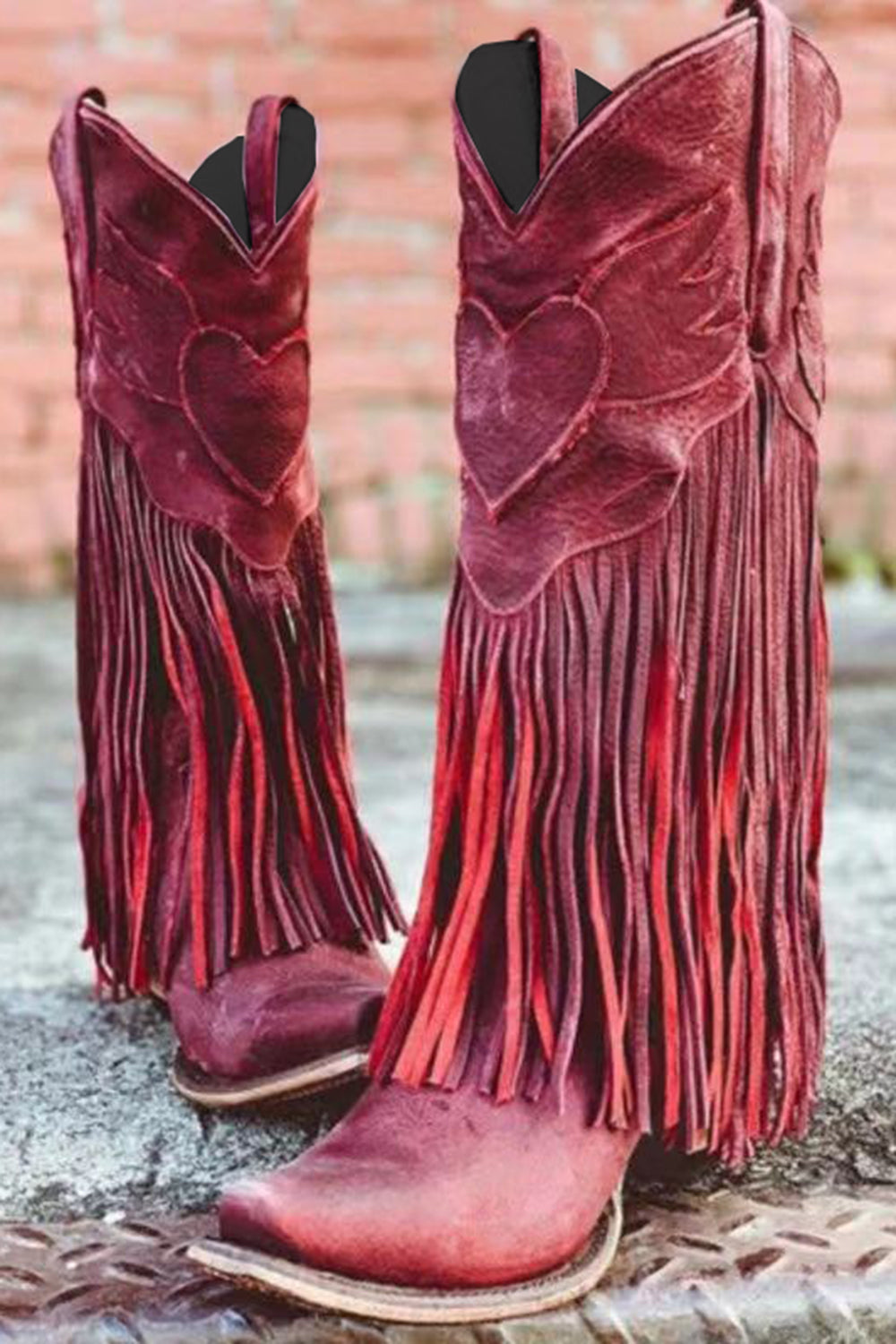 Leely Women Dark Red Fringed Ankle Cowgirl Boots – leelyuk