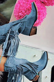 Dark Red Fringed Ankle Cowgirl Boots