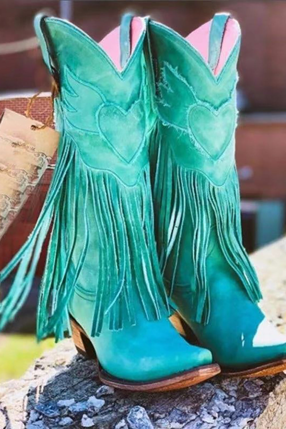 Red fringe cowboy boots store