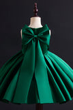Pine Cute A Line Satin Flower Girl Dress With Bowknot