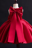 Pine Cute A Line Satin Flower Girl Dress With Bowknot