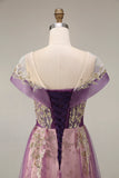 Sparkly Purple A-Line Tulle Long Prom Dress