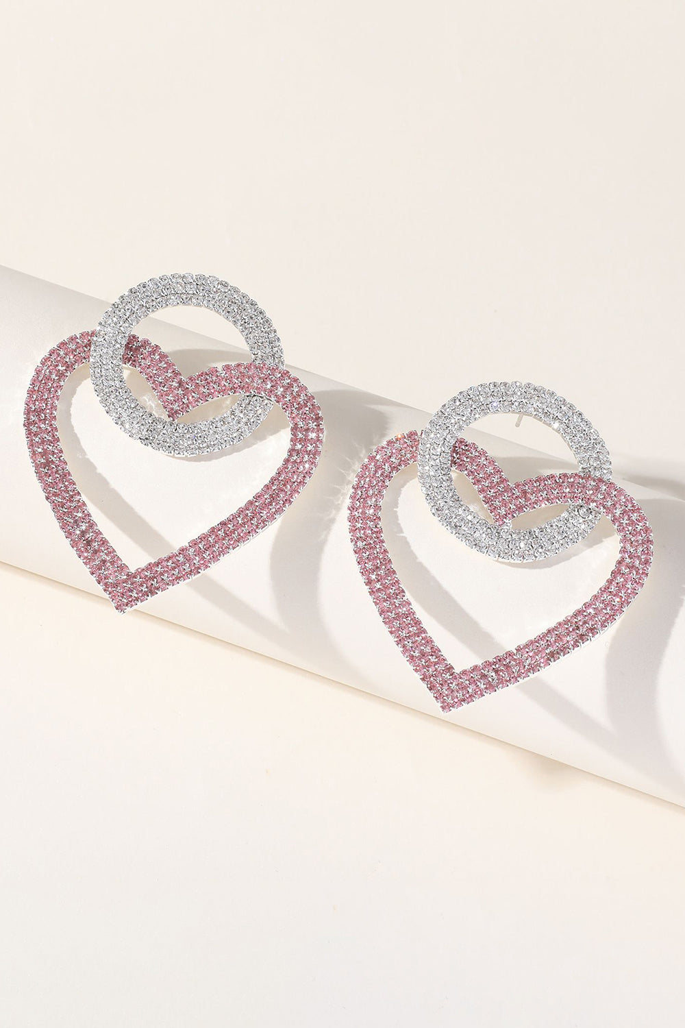 Rhinestone heart earrings hotsell