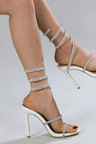 Rhinestone Toe Stiletto White High Heels