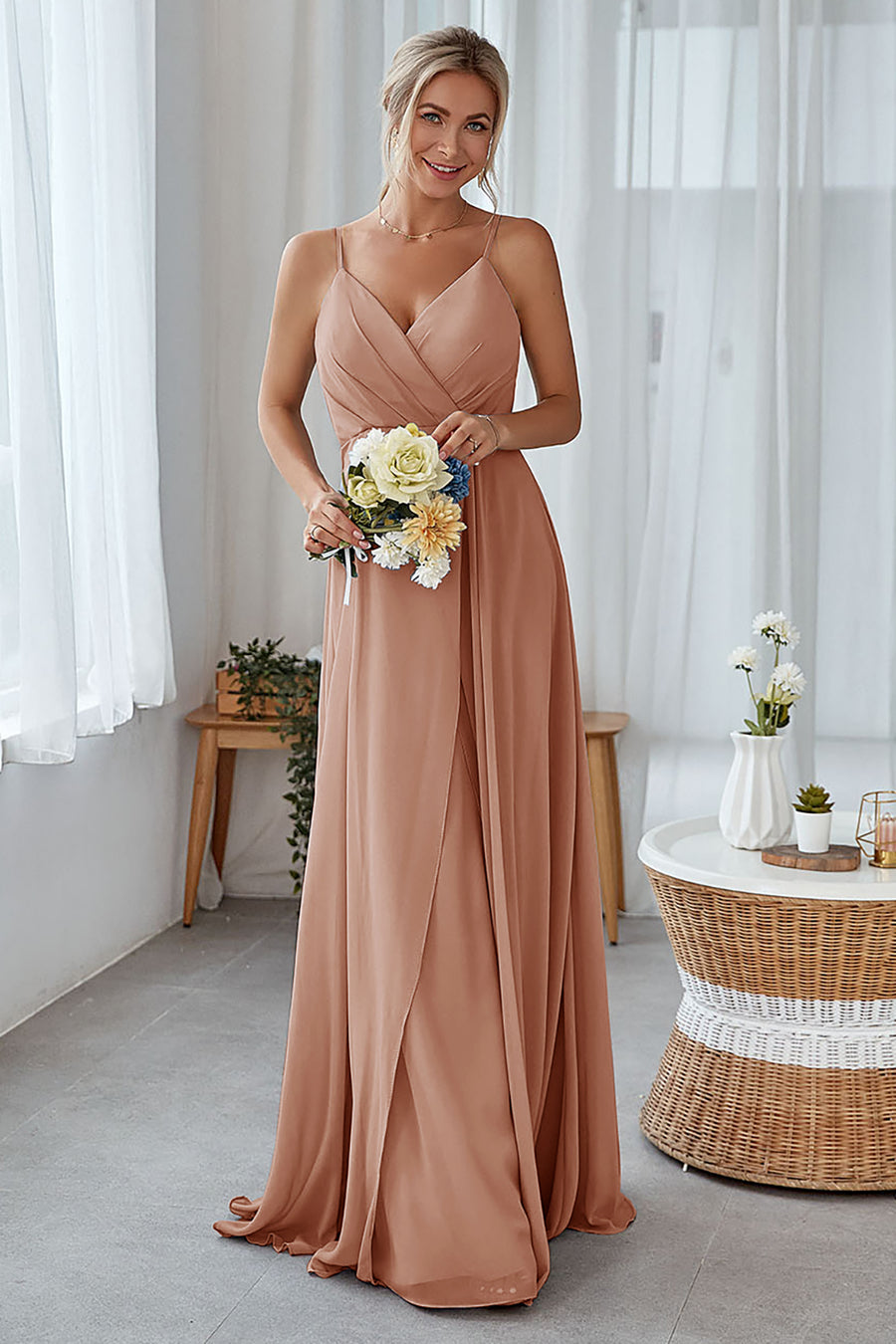 Champagne Rose Bridesmaid Dresses  leelyuk