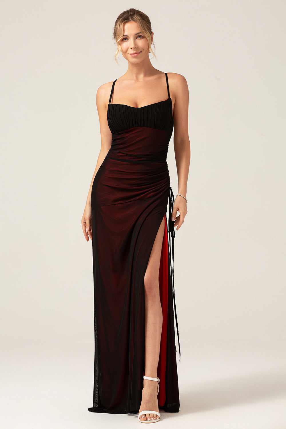 Leely Women Sheath Spaghetti Straps Black Red Floor Length Bridesmaid Dress Gothic Vintage 90s Evenig Prom Dress leelyuk Leely Women Sheath Spaghetti Straps Black Red Floor Length Bridesmaid Dress Gothic Vintage 90s Evenig Prom Dress leelyuk
