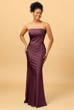 Grey Blue Satin Mermaid Bridesmaid Dress