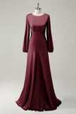 Wisteria Long Sleeves A-Line Satin Bridesmaid Dress
