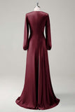 Wisteria Long Sleeves A-Line Satin Bridesmaid Dress