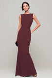 Simple Black Mermaid Boat Neck Maxi Formal Dress