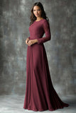 Chiffon A-Line Dusty Blue Applique Long Mother of the Bride Dress