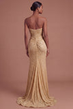 Sweetheart Beaded Mermaid Ruched Long Prom Dress with Slit