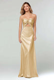 Light Blue Sheath Sweetheart Satin Long Formal Dress