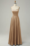 Grey Blue Halter A Line Long Bridesmaid Dress