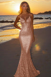 Sparkly Silver Spaghetti Straps Mermaid Sequined Formal Dress
