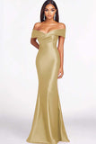 Dusty Blue Off the Shoulder Mermaid Maxi Formal Dress