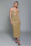 Dark Green Sweetheart Cut Out Sheath Satin Long Formal Dress