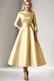 Cabernet Satin A-Line Mother of the Bride Dress with Pockets